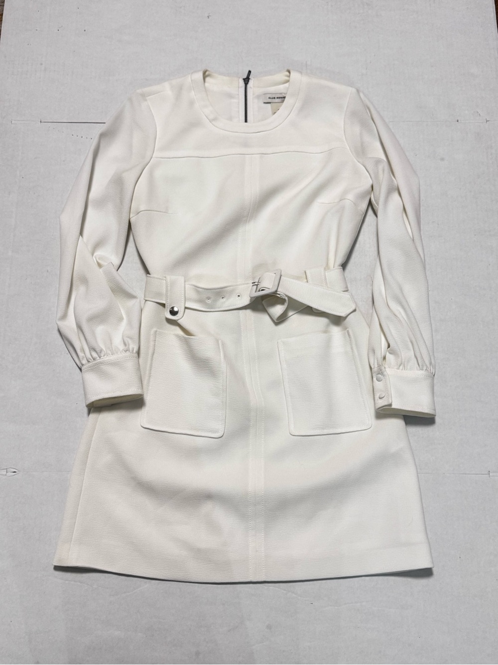 Club Monaco Long Sleeve Belted Pocket Long Sleeved Dress Ivory Size 6